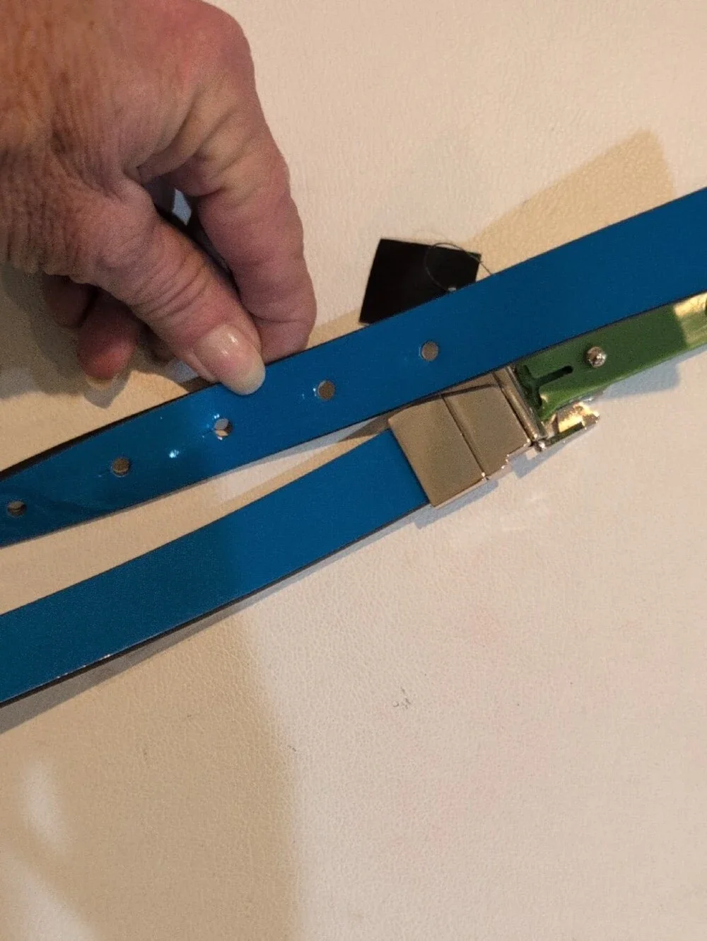 kate spade Blue And White reverseable Belt with Crystal Spade Buckle NWT